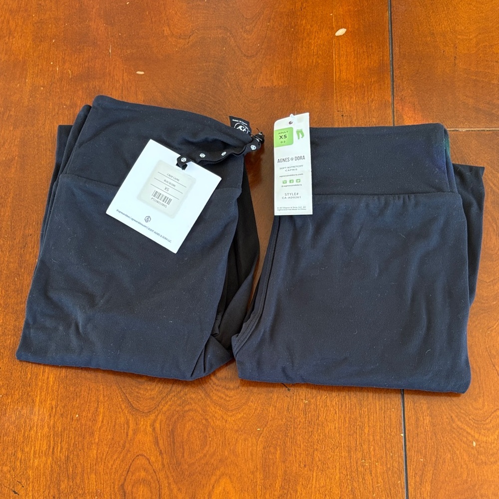 Agnes & Dora Black Leggings & Capris. Thick Waste Band. NWT